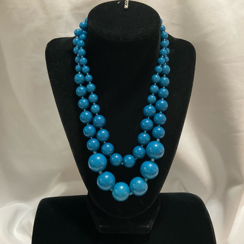 Double Strand Blue Acrylic Graduated Beads